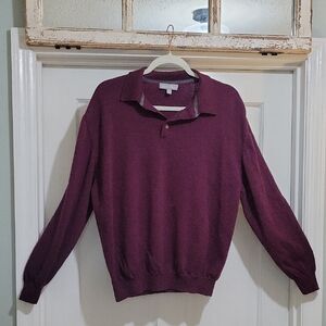 Toscano Firenze Sweater Mens XXL Burgundy Merino Wool Knit Preppy Academia